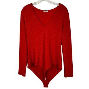 BelleLovin Red Glitter V-Neck Bodysuit Women’s XL Bodycon Long Sleeve Party